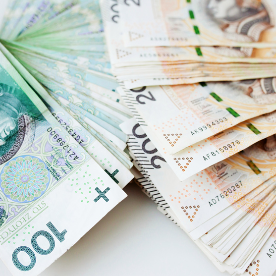 Tło z monetami i banknotami